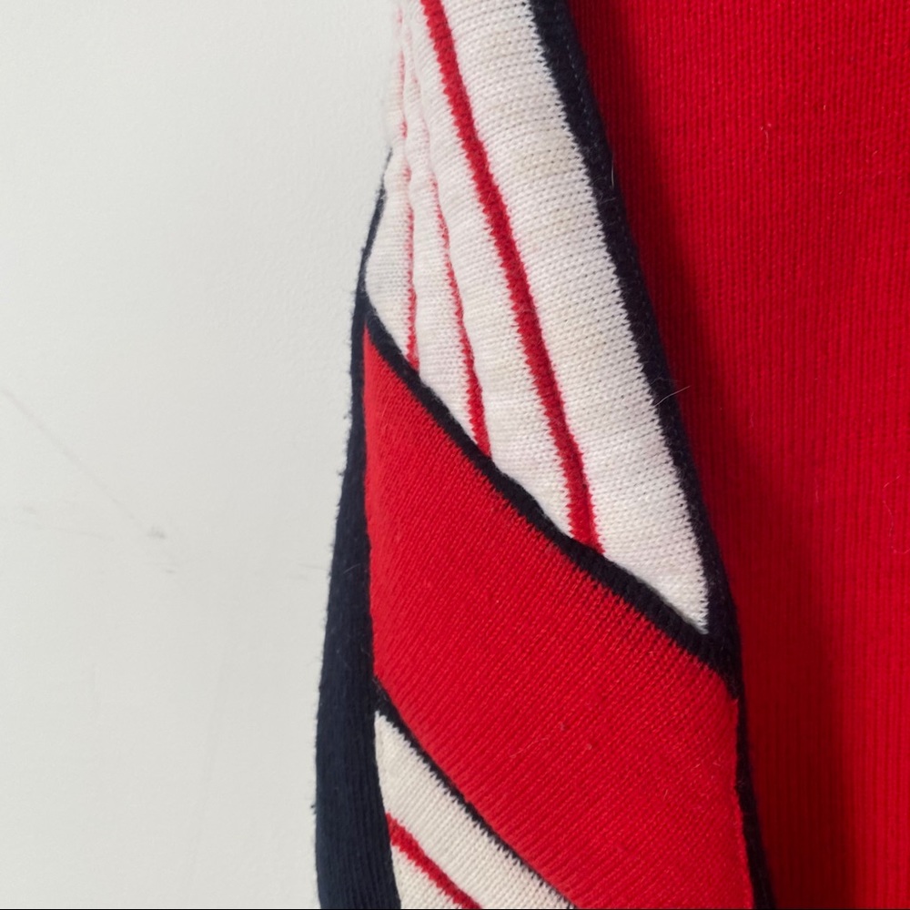 Vtg 80s Quilted Crew Neck Sweater Red White Blue M - Picture 7 of 12